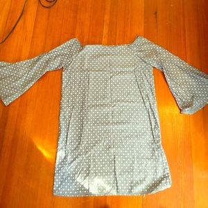 Gray printed off-shoulder dress